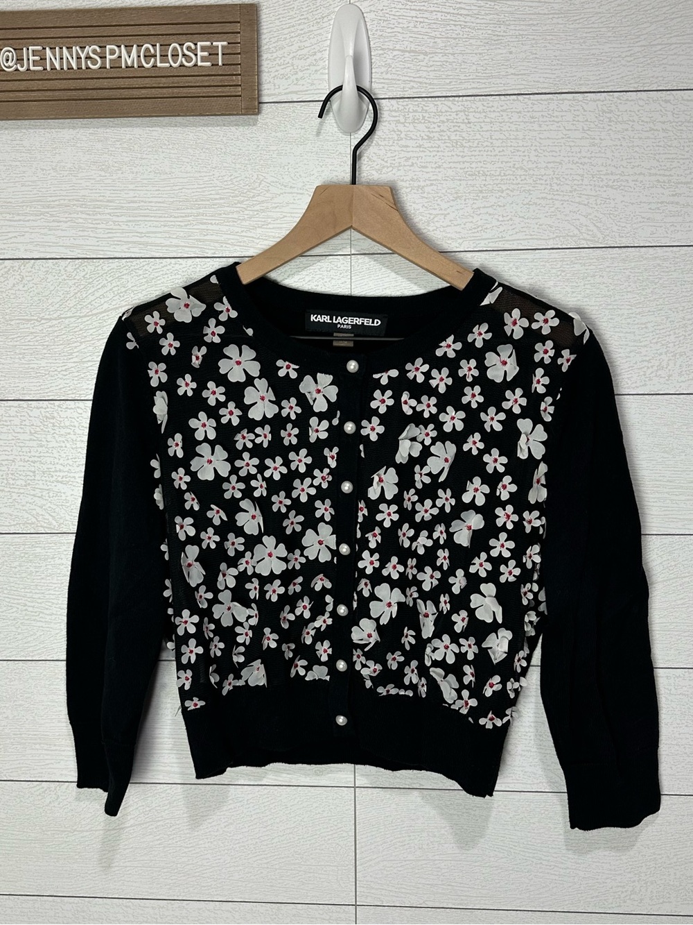 Karl Lagerfeld Black Cardigan Size Medium